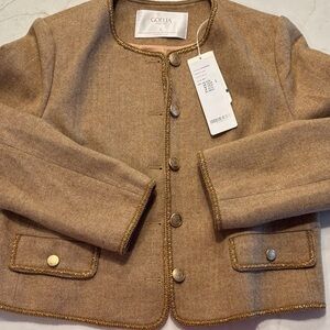 Elegant Tan Blazer with Gold Buttons